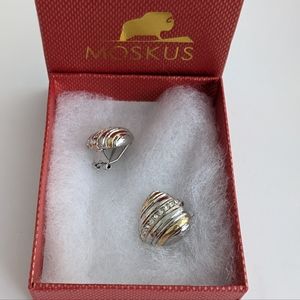 Moskus Silver & Gold Striped Earrings